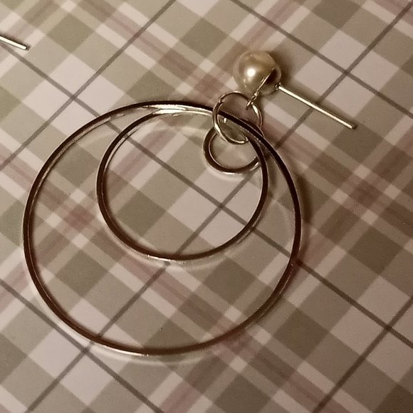 Home made/handmade Metal Stud Earrings with Metal Hoops Silver Tone #66 - Picture 6 of 9